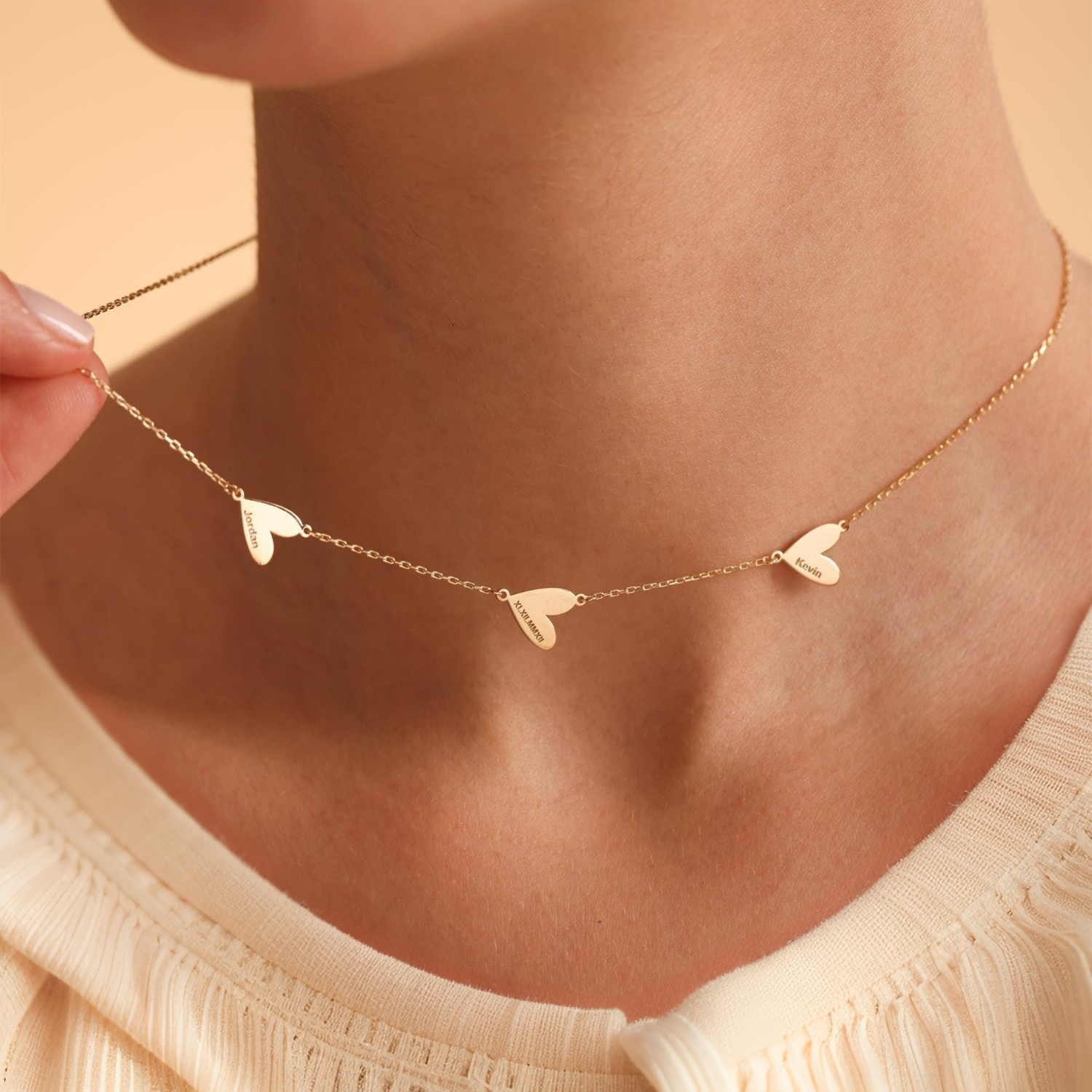 Custom Hearts Name Necklace