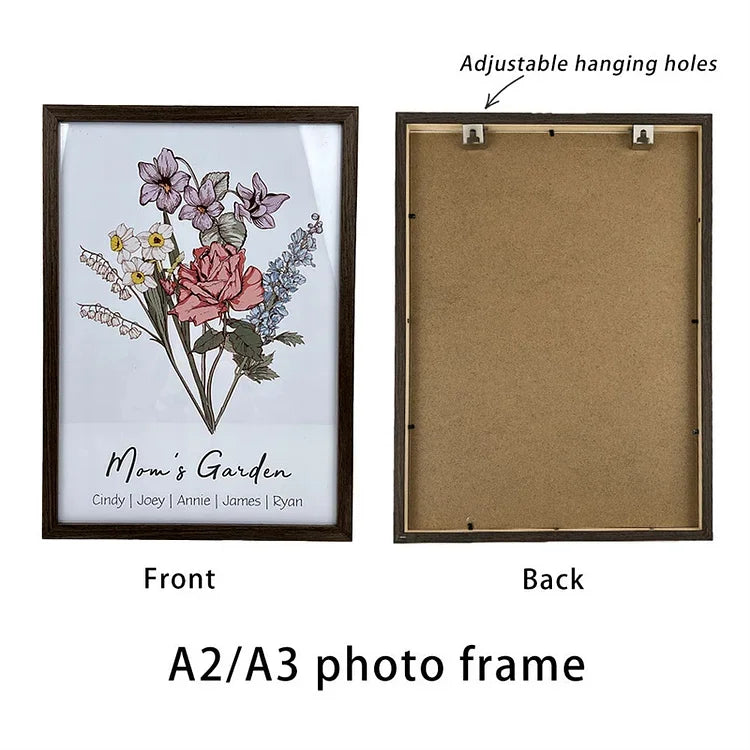 PERSONALIZED BIRTH FLOWER FAMILY BOUQUET NAMES FRAME - Regal Collective