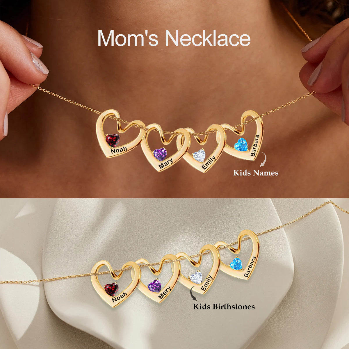 Personalized Heart Name Birthstone Necklace - Regal Collective