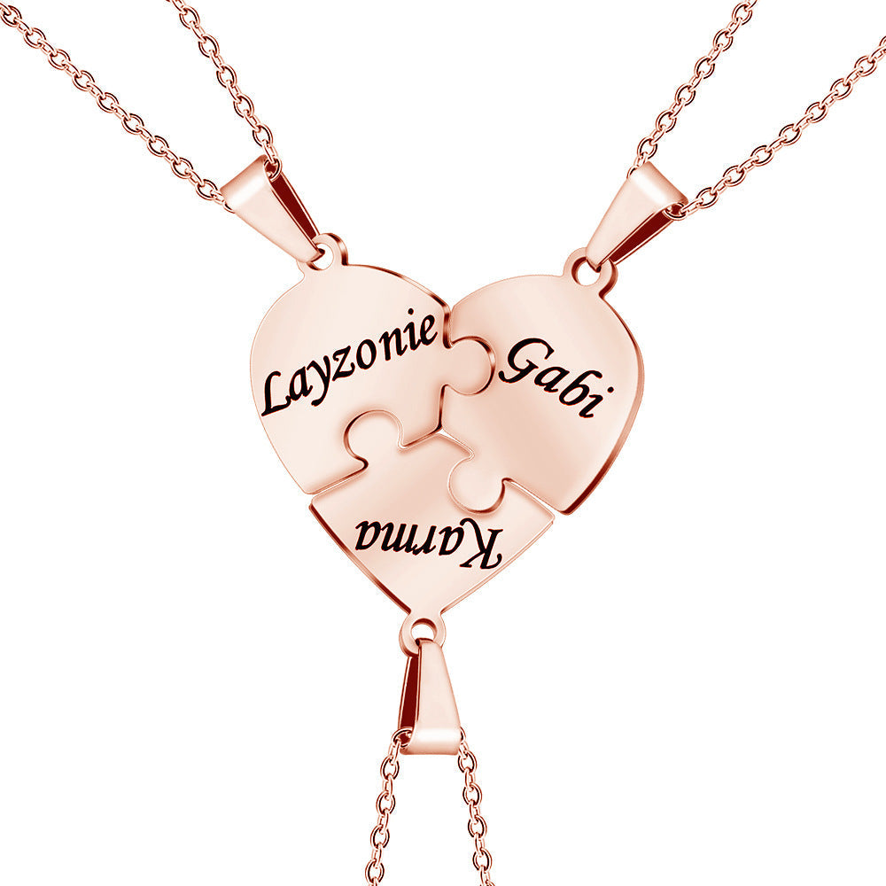 Personalized Heart Puzzle Necklace - Regal Collective