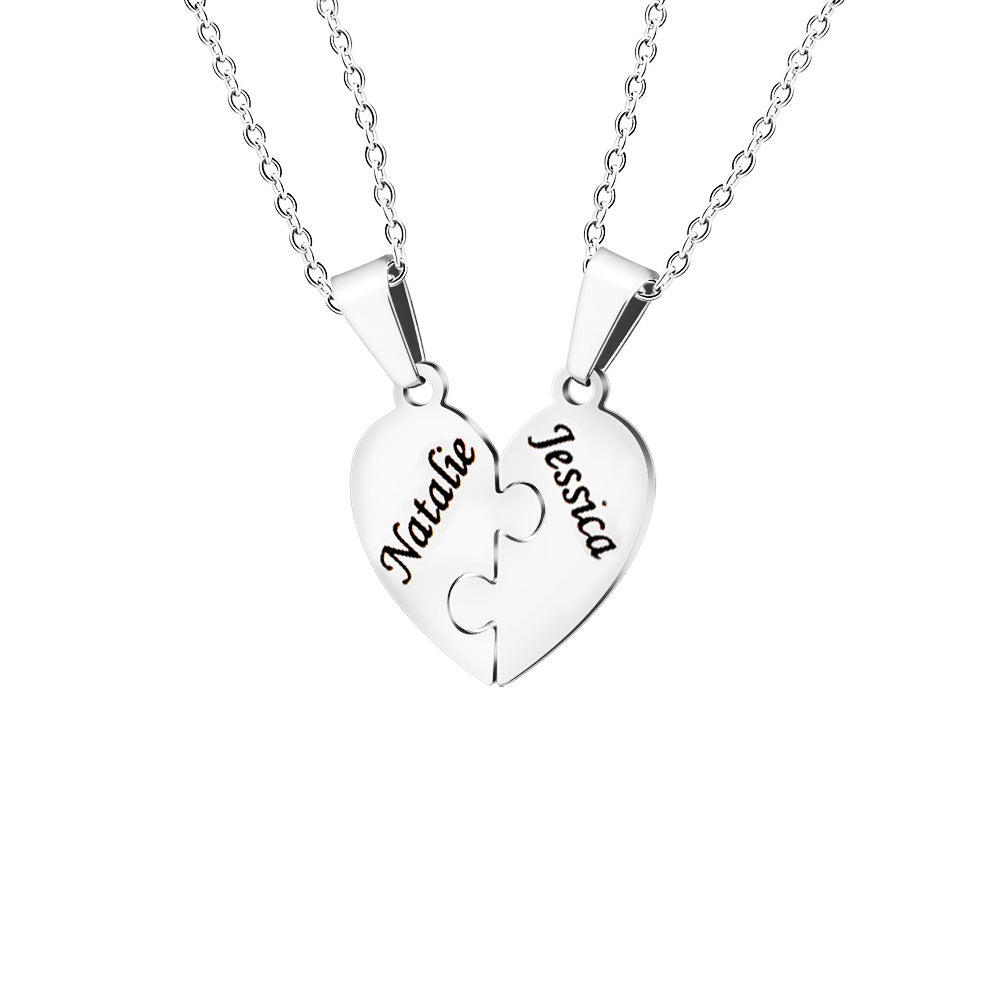 Personalized Heart Puzzle Necklace - Regal Collective