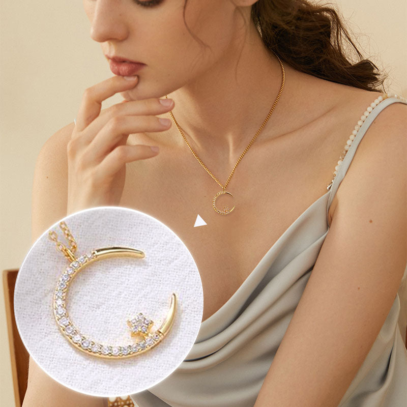 Twinkling Crescent Moon Necklace - Regal Collective