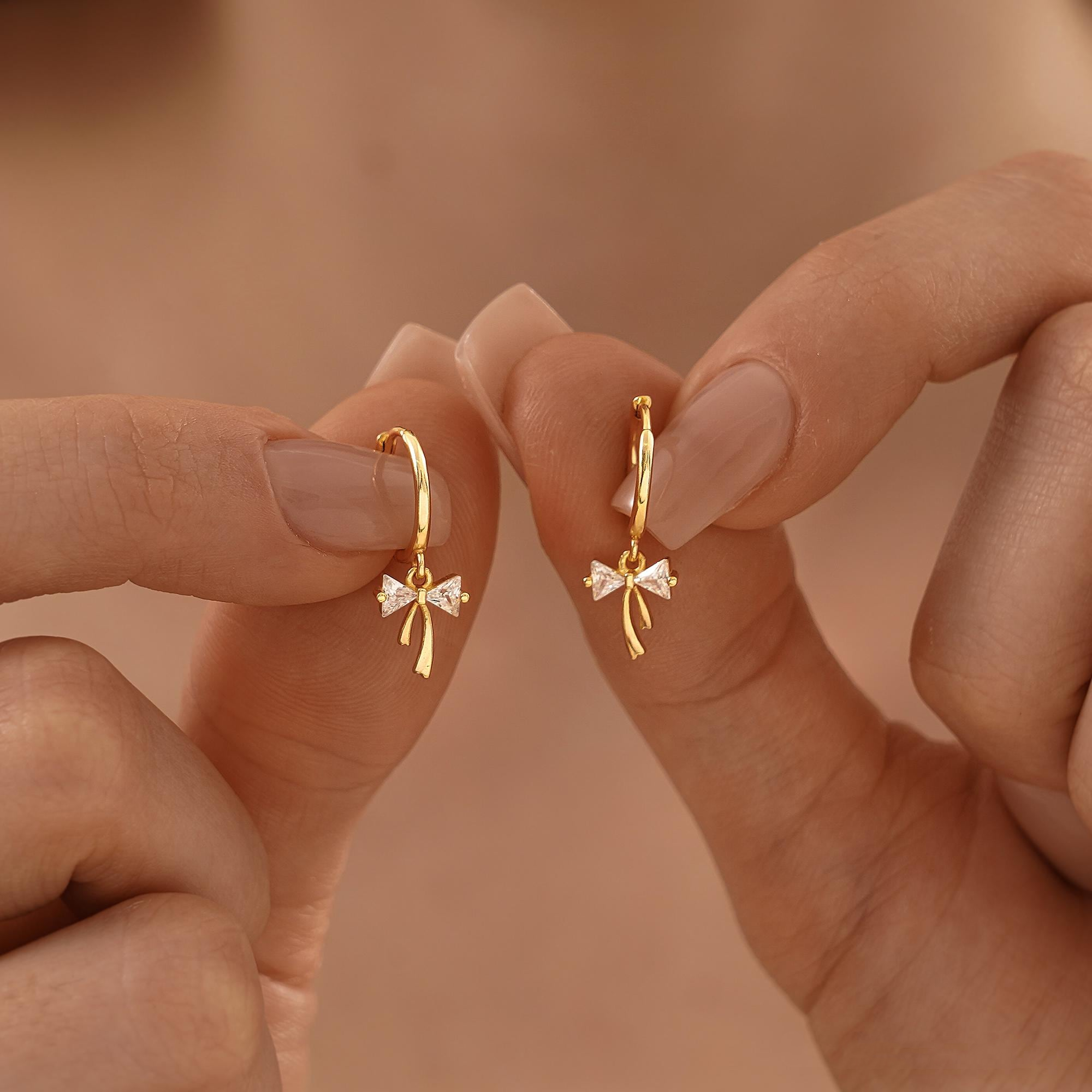 Ribbon Bow Huggie Earrings