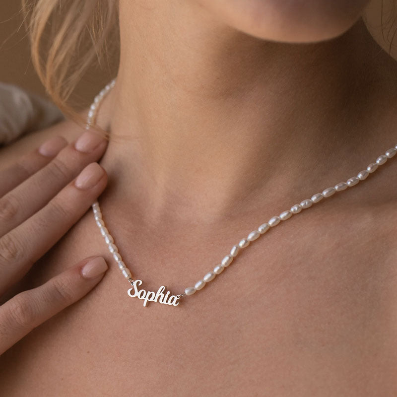 Customized Pearl Name Necklace