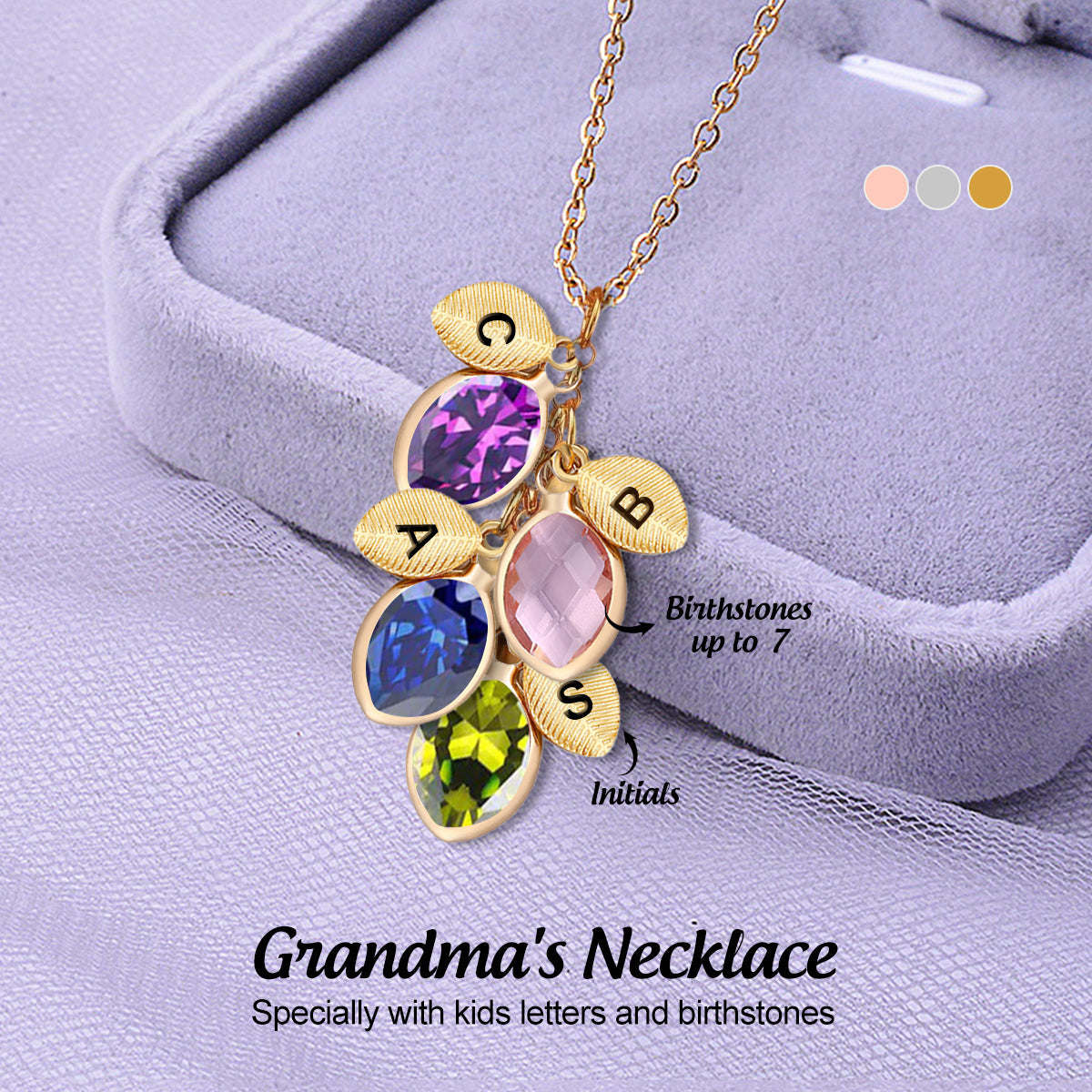 Personalized Heart Name Birthstone Necklace