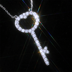 Cubic Crystal Delicate Key Necklace - Regal Collective