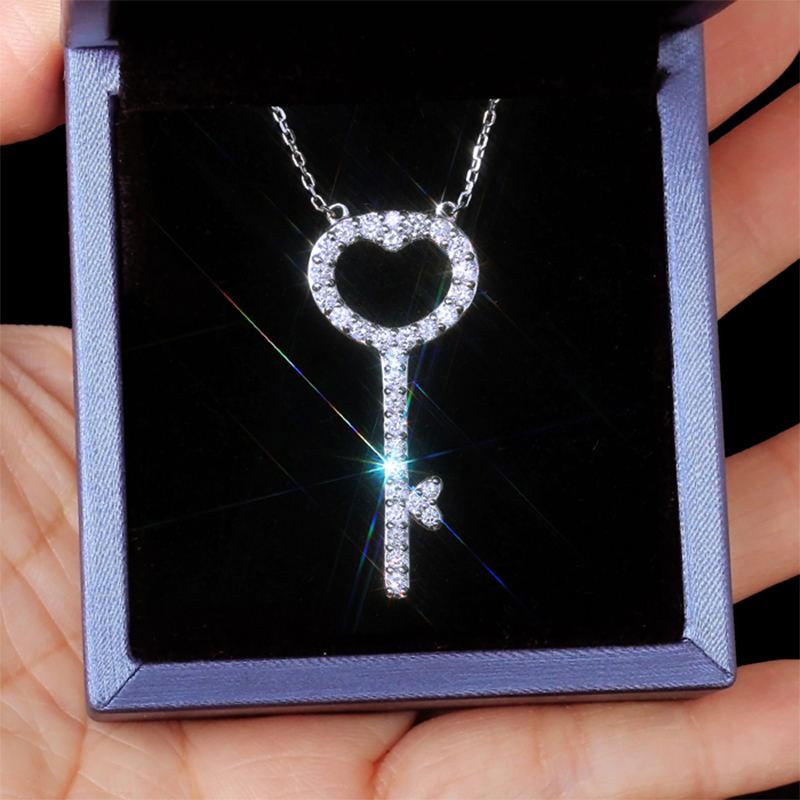 Cubic Crystal Delicate Key Necklace - Regal Collective