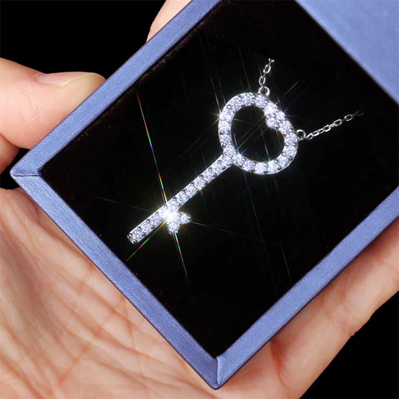 Cubic Crystal Delicate Key Necklace - Regal Collective