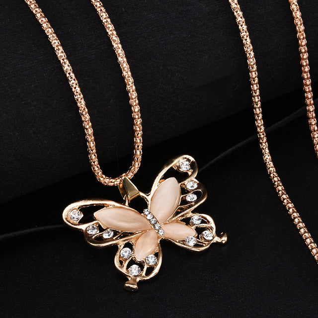 Golden Diamond Butterfly Necklace - Regal Collective