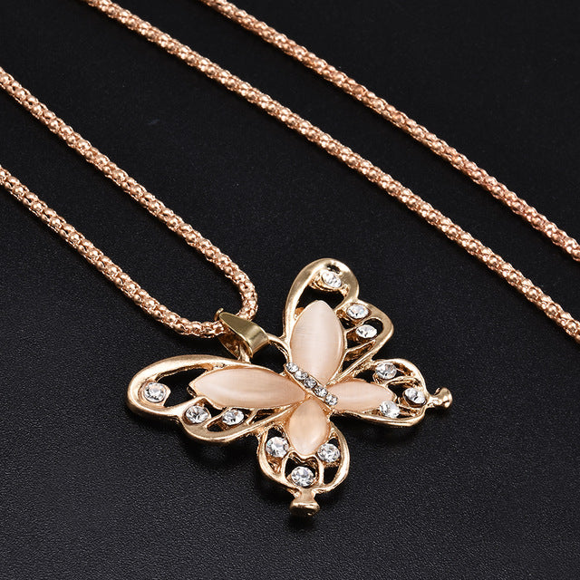 Golden Diamond Butterfly Necklace - Regal Collective