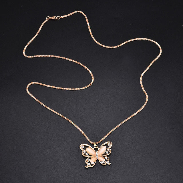 Golden Diamond Butterfly Necklace - Regal Collective