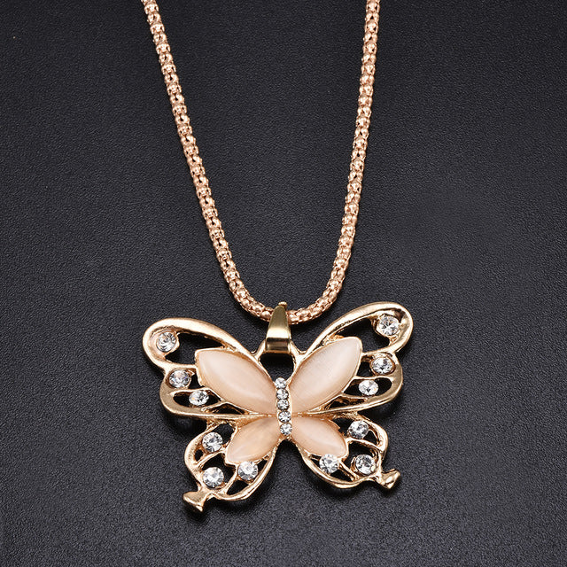 Golden Diamond Butterfly Necklace - Regal Collective