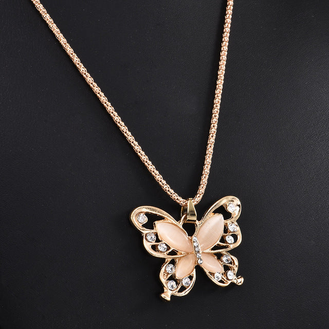 Golden Diamond Butterfly Necklace - Regal Collective