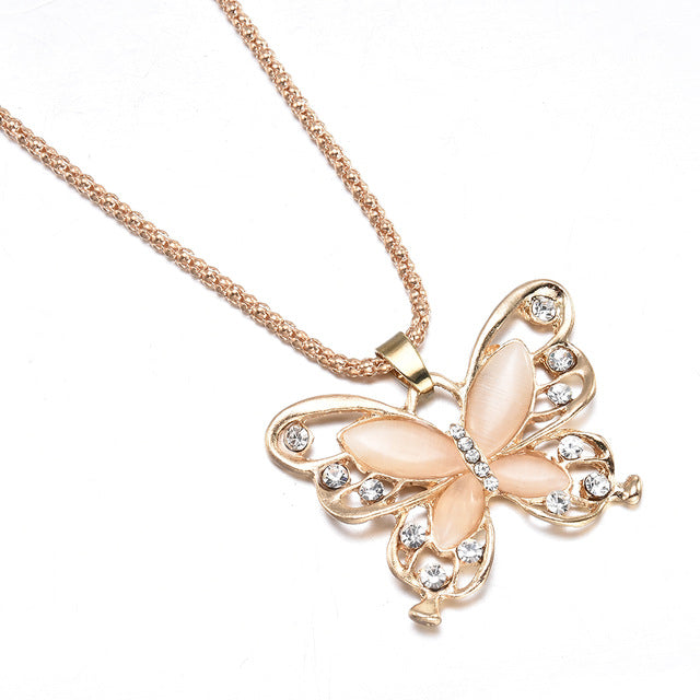 Golden Diamond Butterfly Necklace - Regal Collective