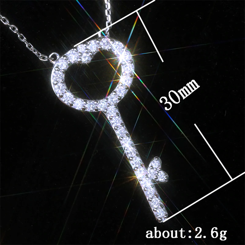 Cubic Crystal Delicate Key Necklace - Regal Collective