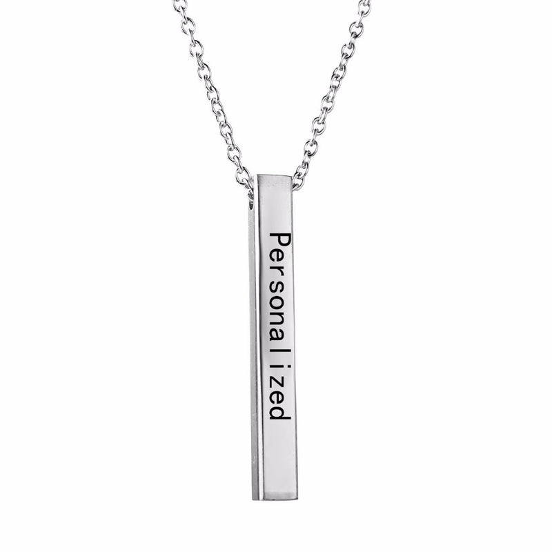 Engraved Personalized Square Bar Custom Name Necklace - Regal Collective