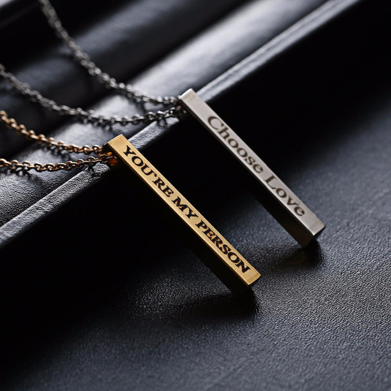 Engraved Personalized Square Bar Custom Name Necklace - Regal Collective