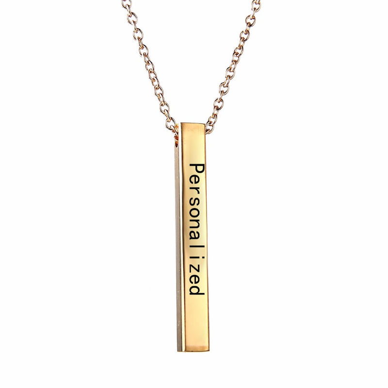 Engraved Personalized Square Bar Custom Name Necklace - Regal Collective