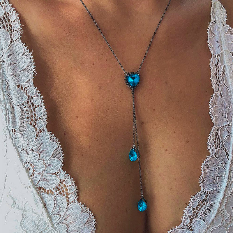 Blue crystal store choker