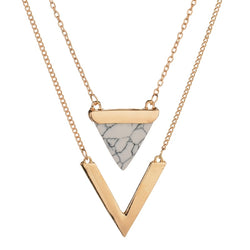 Triangle Faux Marble Stone Necklace - Regal Collective
