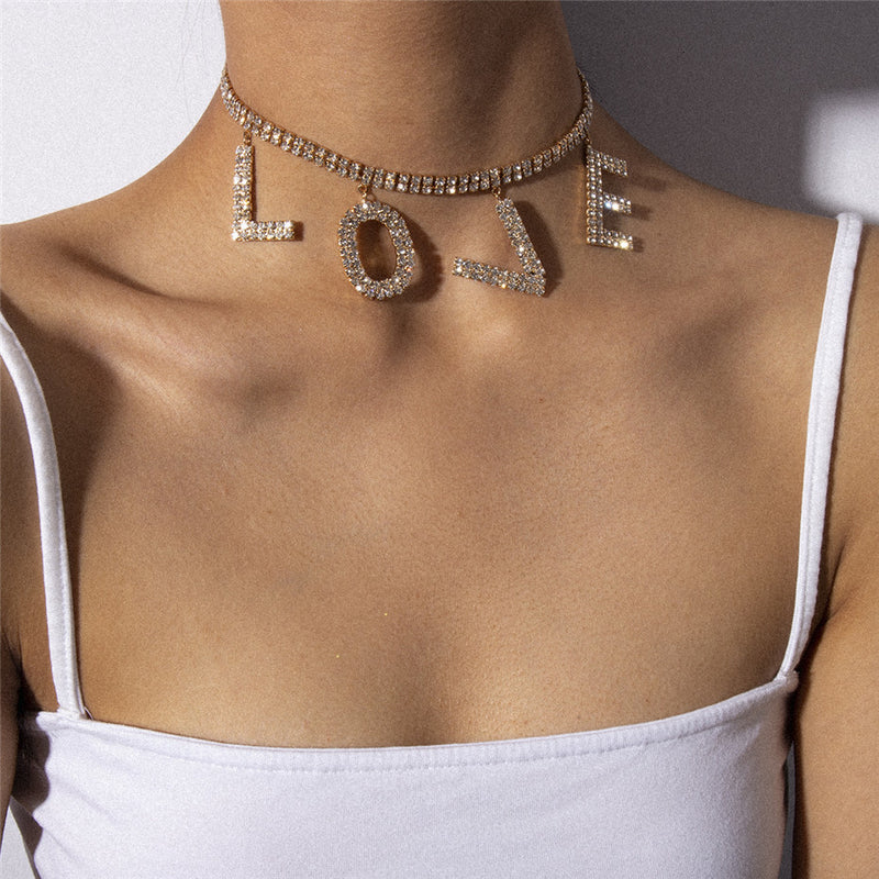 Crystal Love Letter Choker Necklace - Regal Collective
