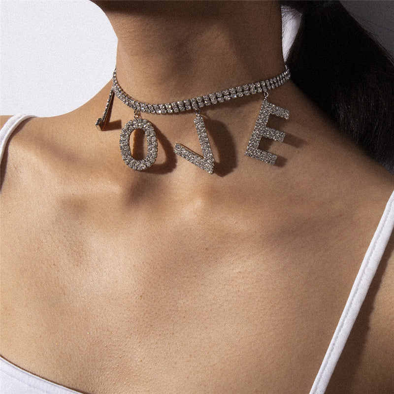Crystal Love Letter Choker Necklace - Regal Collective
