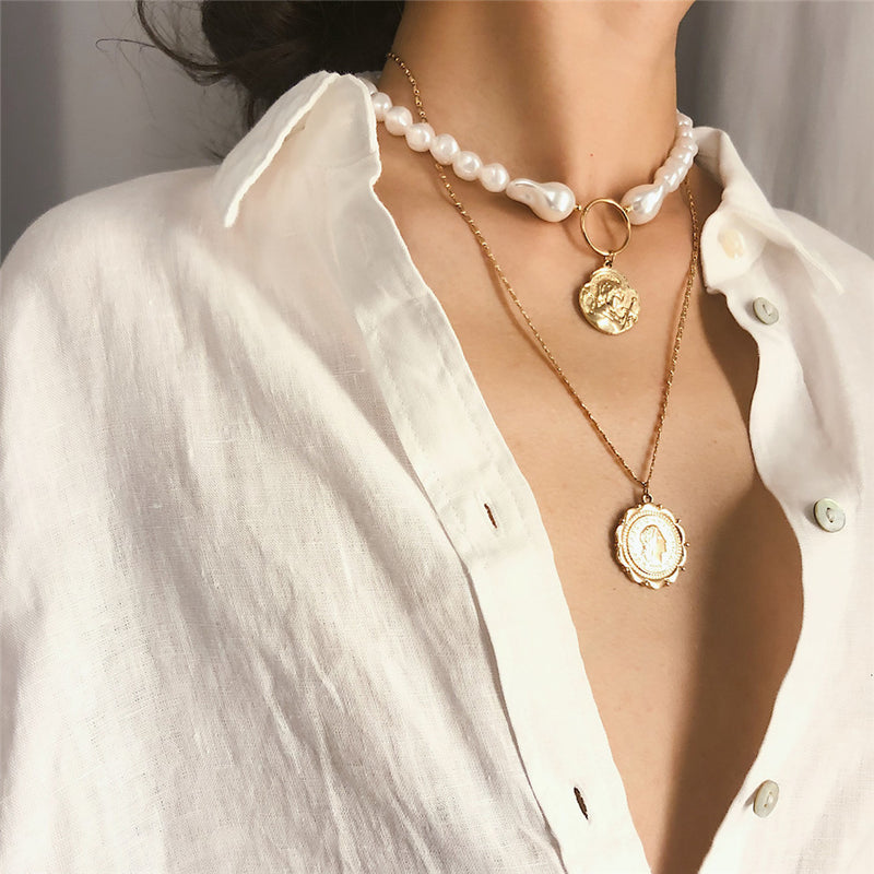 Multilayer White Pearl Choker Necklace - Regal Collective