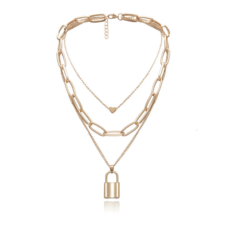 Multi Layer Lover Lock Choker Necklace - Regal Collective