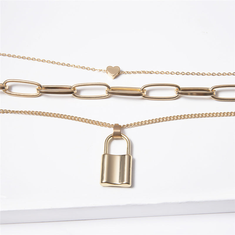 Multi Layer Lover Lock Choker Necklace - Regal Collective