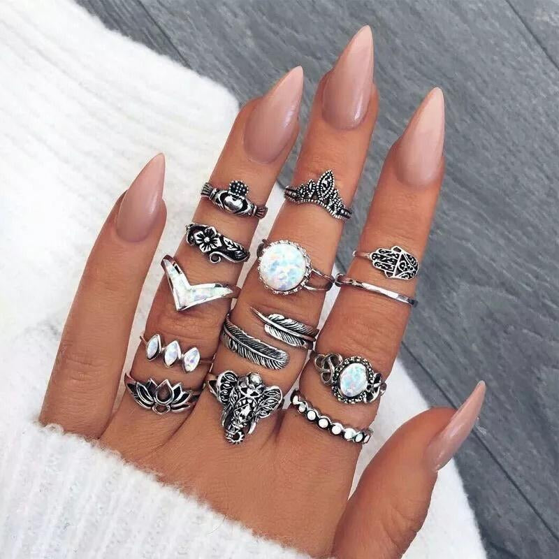 Bohemian Lotus Ring Set - Regal Collective