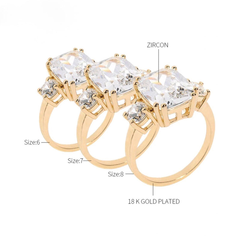 Prince Harry and Meghan Wedding Classic Style Square Rhinestone Ring - Regal Collective