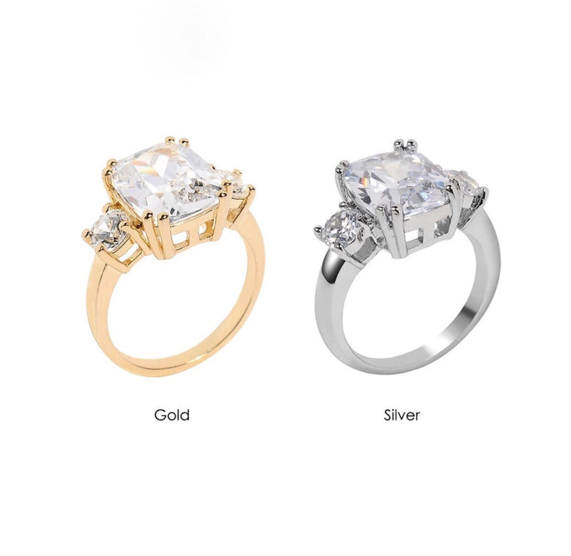 Prince Harry and Meghan Wedding Classic Style Square Rhinestone Ring - Regal Collective