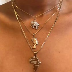 Boho Crystal Elephant Pharaoh Map Multilayer Necklace - Regal Collective