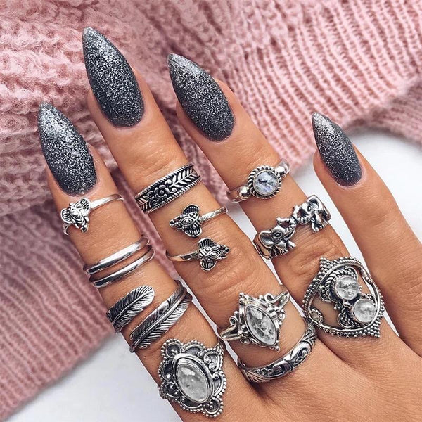 Retro Crystal Ring set - Regal Collective