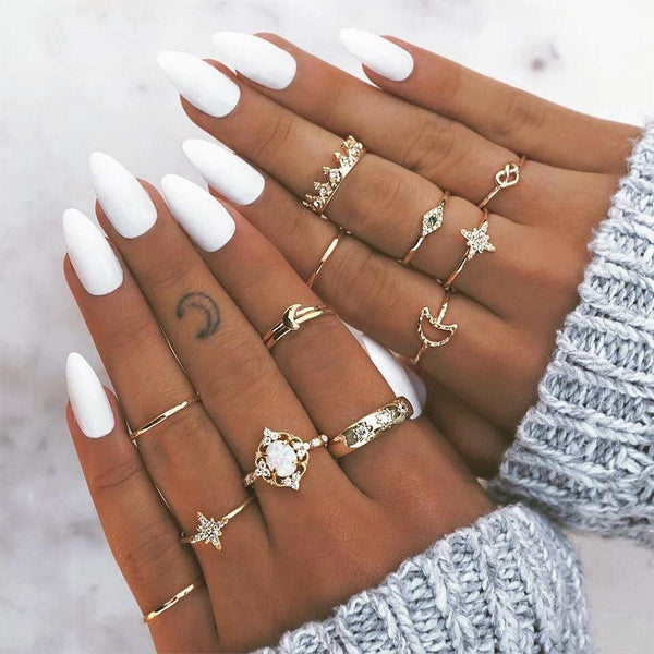 Crystal Crown Ring Set - Regal Collective