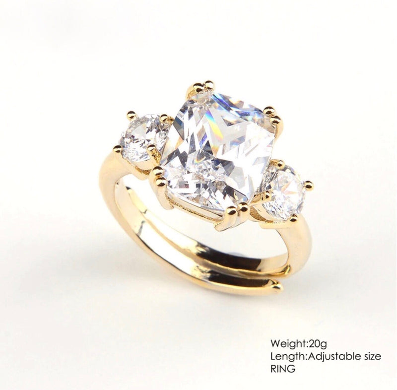 Prince Harry and Meghan Wedding Classic Style Square Rhinestone Ring - Regal Collective