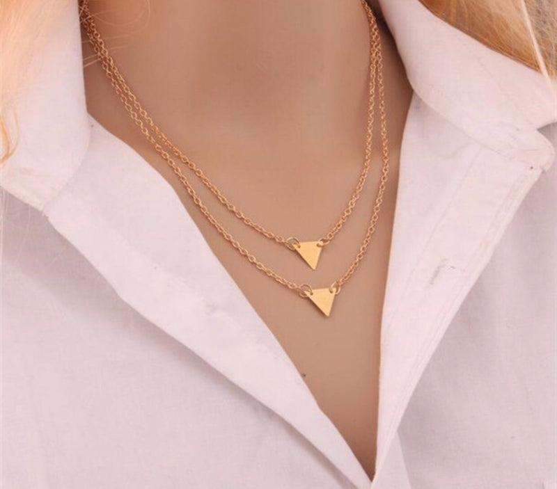 Double Triangle Golden Necklace - Regal Collective